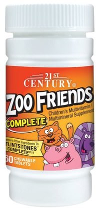 21st Century, Zoo Friends Complete, 60 Chewable Tablets ,الفيتامينات، الفيتامينات المتعددة، الأطفال الفيتامينات