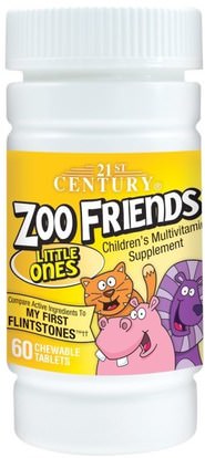 21st Century, Zoo Friends, Little Ones, Childrens Multivitamin Supplement, 60 Chewable Tablets ,الفيتامينات، الفيتامينات المتعددة، الأطفال الفيتامينات