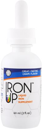 A.C. Grace Company, Iron Up, Liquid Iron Supplement, Grape Flavor, 2 fl oz (60 ml) ,الحديد، المكملات الغذائية، المعادن السائلة