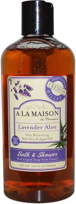 A La Maison de Provence, Bath & Shower Liquid Soap, Lavender Aloe, 16.9 fl oz (500 ml) ,حمام، الجمال، الصابون، هلام الاستحمام