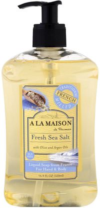 A La Maison de Provence, Hand and Body Soap, Fresh Sea Salt, 16.9 fl oz (500 ml) ,حمام، الجمال، الصابون