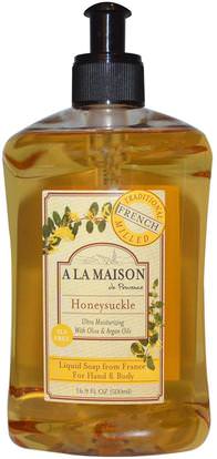 A La Maison de Provence, Hand & Body Liquid Soap, Honeysuckle, 16.9 fl oz (500 ml) ,حمام، الجمال، حمام أرجان، الصابون