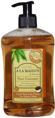 A La Maison de Provence, Hand & Body Liquid Soap, Pure Coconut, 16.9 fl oz (500 ml) ,حمام، الجمال، حمام أرجان، الصابون