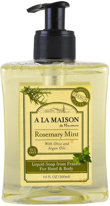 A La Maison de Provence, Liquid Soap For Hand & Body, Rosemary Mint, 10 fl oz (300 ml) ,حمام، الجمال، الصابون