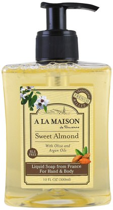 A La Maison de Provence, Liquid Soap For Hand & Body, Sweet Almond, 10 fl oz (300 ml) ,حمام، الجمال، الصابون