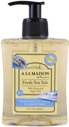 A La Maison de Provence, Liquid Soap For Hands & Body, Fresh Sea Salt, 10 fl oz (300 ml) ,حمام، الجمال، الصابون