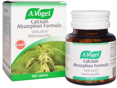 A Vogel, Calcium Absorption Formula, Urticalcin Homeopathic, 400 Tablets ,المكملات الغذائية، المثلية، العظام، هشاشة العظام