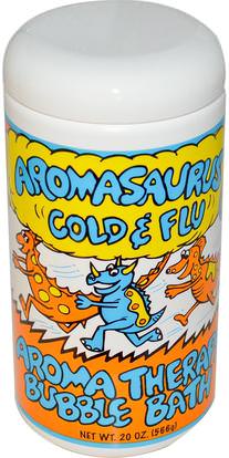 Abra Therapeutics, Aromasaurus Cold & Flu, Aroma Therapy Bubble Bath For Children, 20 oz (566 g) ,حمام، الجمال، أملاح حمام الفقاعة