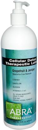 Abra Therapeutics, Cellular Detox Therapeutic Lotion, Grapefruit & Juniper, 16 fl oz (475 ml) ,حمام، الجمال، غسول الجسم