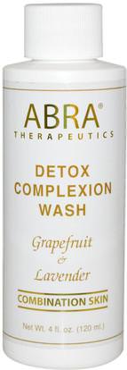 Abra Therapeutics, Detox Complexion Wash, Grapefruit & Lavender, 4 fl oz (120 ml) ,الجمال، العناية بالوجه، منظفات الوجه، نوع الجلد والسرد للبشرة الدهنية