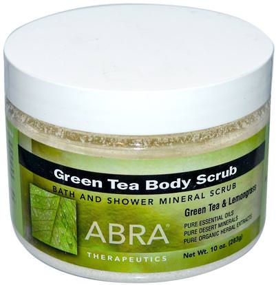 Abra Therapeutics, Green Tea Body Scrub, Green Tea & Lemongrass, 10 oz (283 g) ,حمام، الجمال، فرك الجسم