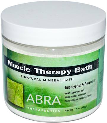 Abra Therapeutics, Muscle Therapy Bath, Eucalyptus & Rosemary, 17 oz (482 g) ,حمام، الجمال، أملاح الاستحمام