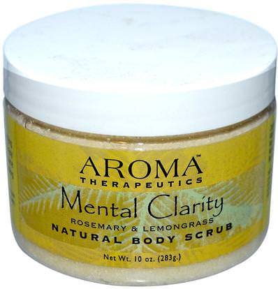 Abra Therapeutics, Natural Body Scrub, Mental Clarity, Rosemary & Lemongrass, 10 oz (283 g) ,حمام، الجمال، فرك الجسم