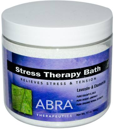 Abra Therapeutics, Stress Therapy Bath, Lavender & Chamomile, 17 oz (482g) ,حمام، الجمال، أملاح الاستحمام
