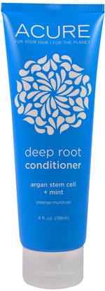 Acure Organics, Deep Root Conditioner, Argan Stem Cell + Mint, 4 fl oz (118 ml) ,حمام، الجمال، مكيف أرغان