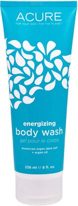 Acure Organics, Energizing Body Wash, Moroccan Argan Stem Cell + Argan Oil, 8 fl oz (236 ml) ,حمام، الجمال، أرجان، حمام