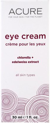 Acure Organics, Eye Cream, Chlorella + Edelweiss Extract, 1 fl oz (30 ml) ,حمام، الجمال، أرجان، كريمات العين