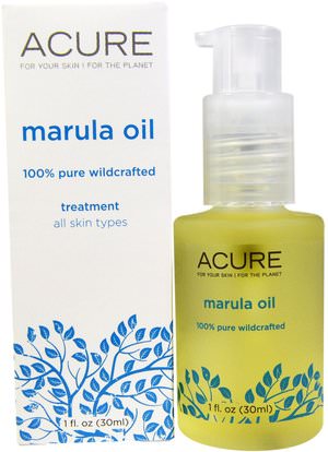 Acure Organics, Marula Oil Treatment, All Skin Types, 1 fl oz (30 ml) ,الجمال، العناية بالوجه، نوع الجلد هيبيربيجمنتاتيون الشمس تلف الجلد