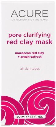 Acure Organics, Pore Clarifying Red Clay Mask, 1.7 fl oz (50 ml) ,الجمال، أقنعة الوجه، أقنعة الطين
