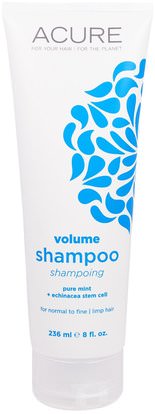 Acure Organics, Volume Shampoo, Pure Mint + Echinacea Stem Cell, 8 fl oz (236 ml) ,حمام، الجمال، أرجان، شامبو