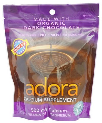 Adora, Calcium Supplement, Organic Dark Chocolate, 30 Disks ,الكالسيوم، أدورا