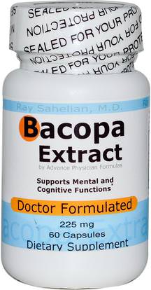 Advance Physician Formulas, Inc., Bacopa Extract, 225 mg, 60 Capsules ,الأعشاب، باكوبا (براهمي)