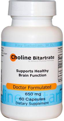 Advance Physician Formulas, Inc., Choline Bitartrate, 650 mg, 60 Capsules ,الفيتامينات، الكولين