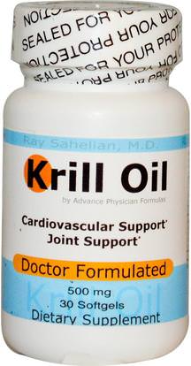 Advance Physician Formulas, Inc., Krill Oil, 500 mg, 30 Softgels ,المكملات الغذائية، إيفا أوميجا 3 6 9 (إيبا دا)، زيت الكريل