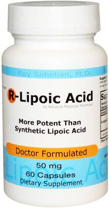 Advance Physician Formulas, Inc., R-Lipoic Acid, 50 mg, 60 Capsules ,المكملات الغذائية، مضادات الأكسدة، ألفا حمض ليبويك، حمض الليبويك ألفا 050 ملغ، r حمض ليبويك