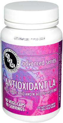 Advanced Orthomolecular Research AOR, Advanced Series, Antioxidant LA, 90 Veggie Caps ,المكملات الغذائية، والأحماض الأمينية، ناك (ن أستيل السيستين)