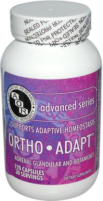 Advanced Orthomolecular Research AOR, Advanced Series, Ortho Adapt, 120 Capsules ,والصحة، ومكافحة الإجهاد