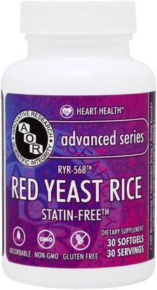 Advanced Orthomolecular Research AOR, Advanced Series, Red Yeast Rice, 30 Softgels ,والمكملات الغذائية، والأرز الخميرة الحمراء