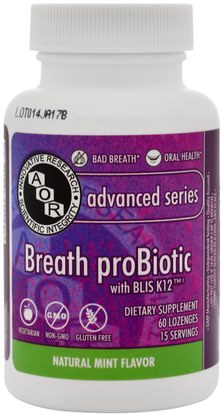 Advanced Orthomolecular Research AOR, Breath ProBiotic, 60 Lozenges ,حمام، الجمال، العناية بالأسنان عن طريق الفم، منتجات نظافة الفم، المكملات الغذائية