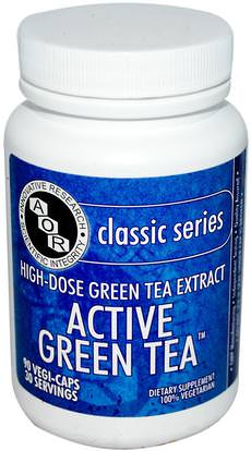 Advanced Orthomolecular Research AOR, Classic Series, Active Green Tea, 90 Veggie Caps ,المكملات الغذائية، مضادات الأكسدة، الشاي الأخضر