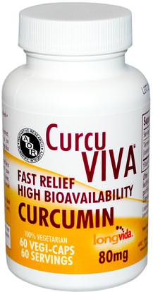 Advanced Orthomolecular Research AOR, CurcuViva, Curcumin, 80 mg, 60 Veggie Caps ,المكملات الغذائية، مضادات الأكسدة، الكركمين