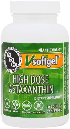 Advanced Orthomolecular Research AOR, High Dose Astaxanthin, 30 Softgels ,المكملات الغذائية، مضادات الأكسدة، أستازانتين