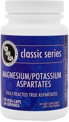 Advanced Orthomolecular Research AOR, Magnesium Potassium Aspartates, 120 Veggie Caps ,المكملات الغذائية، المعادن، المغنيسيوم