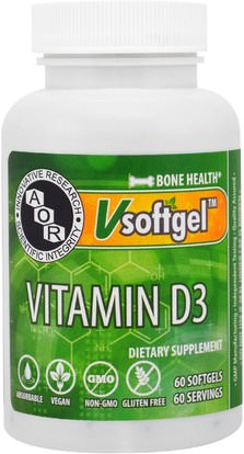 Advanced Orthomolecular Research AOR, Vitamin D3, 60 Softgels ,الفيتامينات، فيتامين d3