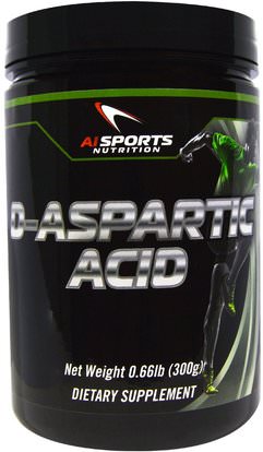 AI Sports Nutrition, D-Aspartic Acid, 0.66 lbs (300 g) ,الصحة، الطاقة، المكملات الغذائية، الأحماض الأمينية، l حمض الأسبارتيك