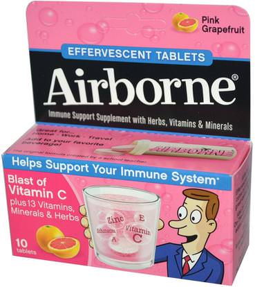 AirBorne, Blast of Vitamin C, Pink Grapefruit, 10 Effervescent Tablets ,المكملات الغذائية، فوارة، إفيرزانسنس المحمولة جوا