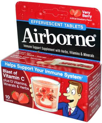 AirBorne, Blast of Vitamin C, Very Berry, 10 Effervescent Tablets ,والصحة، والانفلونزا الباردة والفيروسية، ونظام المناعة، إفيرزانسنس المحمولة جوا