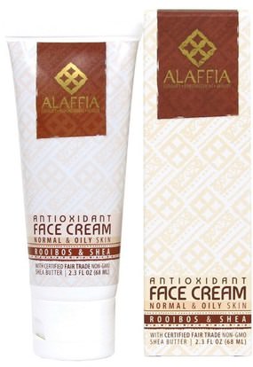 Alaffia, Antioxidant Face Cream, Rooibos & Shea, 2.3 fl oz (68 ml) ,العناية بالوجه، زبدة الشيا