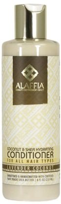 Alaffia, Coconut & Shea Daily Hydrating Conditioner, Lavender Coconut, 8.0 fl oz (235 ml) ,حمام، الجمال، الشعر، فروة الرأس، زبدة الشيا، الشامبو، مكيف
