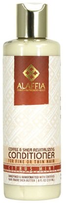 Alaffia, Coffee & Shea Revitalizing Conditioner, Citrus Mint, 8 fl oz (235 ml) ,حمام، الجمال، الشعر، فروة الرأس، الشامبو، مكيف، مكيفات