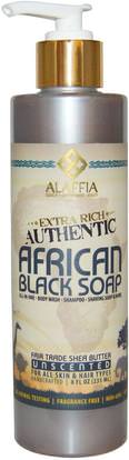 Alaffia, Extra Rich Authentic African Black Soap, Unscented, 8 fl oz (235 ml) ,حمام، الجمال، الصابون، العناية بالجسم، الصابون الأسود