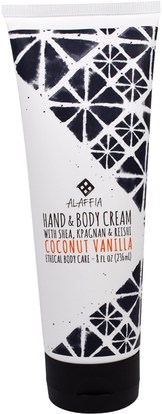 Alaffia, Hand & Body Cream, Coconut Vanilla, 8 fl oz (236 ml) ,الصحة، الجلد، غسول الجسم