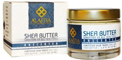 Alaffia, Shea Butter, Unscented, 2.0 fl oz (59 ml) ,زبدة الشيا، العناية بالجسم