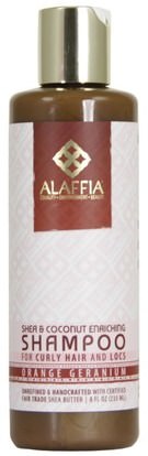 Alaffia, Shea & Coconut Enriching Shampoo, Orange Geranium, 8 fl oz (235 ml) ,حمام، الجمال، الشعر، فروة الرأس، زبدة الشيا، الشامبو، مكيف