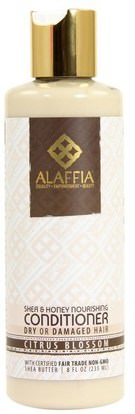 Alaffia, Shea & Honey Nourishing Conditioner, Citrus Blossom, 8 fl oz (235 ml) ,حمام، الجمال، الشعر، فروة الرأس، زبدة الشيا، الشامبو، مكيف
