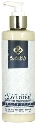 Alaffia, Shea Moisturizing Body Lotion, Unscented, 8 fl oz (235 ml) ,حمام، الجمال، غسول الجسم، زبدة الشيا
